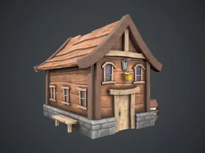 Cartoon House Low-poly 3D model 11