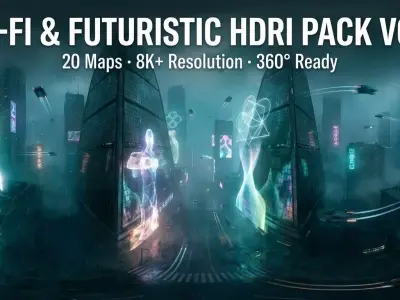Sci Fi  Futuristic HDRI Pack Vol 1   20 Equirectangular 360 Maps Texture