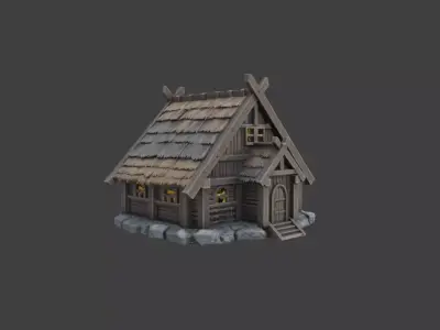 Viking Longhouse Low-poly 3D model