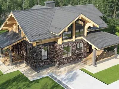 Exterior 3D model of a residential building 3D model purchase