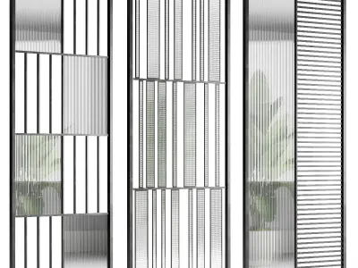 Partition set of three metal door panels 3D model