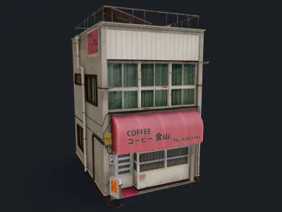 Coffee Shop of Kanayama Low-poly 3D model