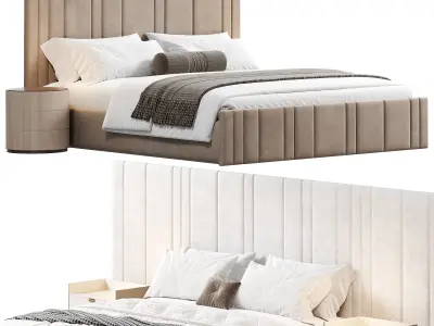 Kirsten Stripe Line Panel Wide Headboard Bed by amore 3D model