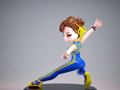 Mini Chun Li Alpha Outfit 02 - Street Fighter Game Figure 3D print model