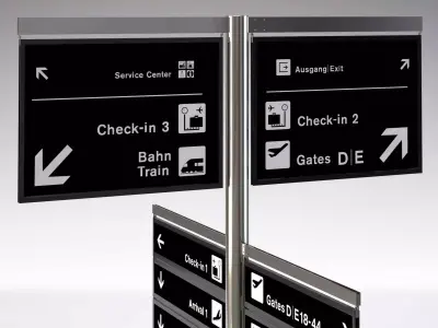 Signage Tree Airport System Free 3D model