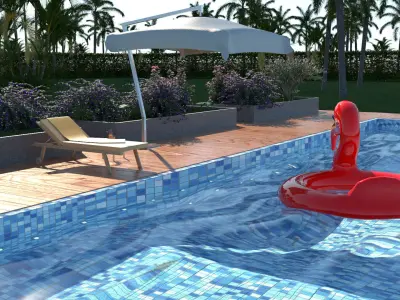 laos Flamingo Pool Scene 3D model