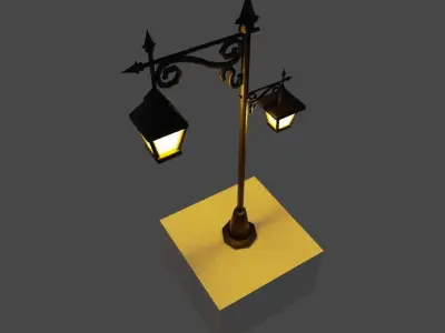 Cartoon Lamp Post Low-poly 3D model