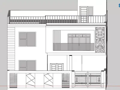 Modern house  Low-poly 3D model