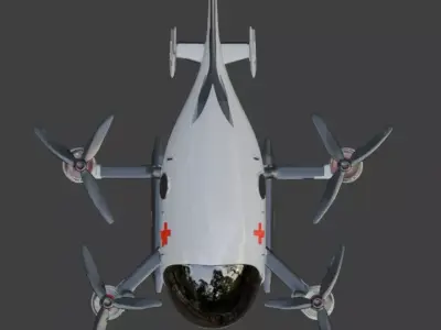 Futuristic Cartoon Medical Drone 3D Model Low-poly 3D model