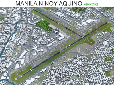 Manila Ninoy Aquino Airport 10km Low-poly 3D model