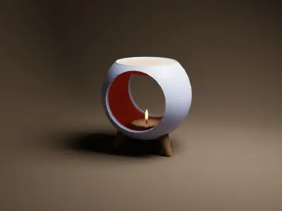 Candle Oil Burner Low-poly 3D model