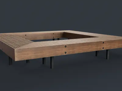 Modern Outdoor Bench 58 PBR Game Ready  Low-poly 3D model