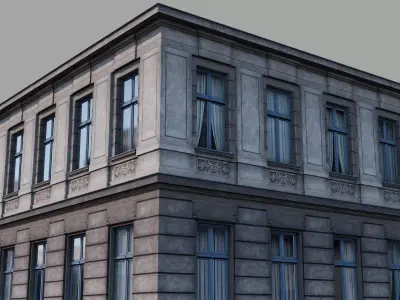 Modular classical facade Low-poly 3D model