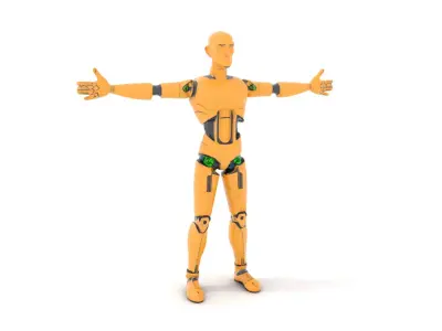 Gold Android Robot model pack Low-poly 3D model