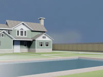 Craftsman House With a Pool and Garage  3D model