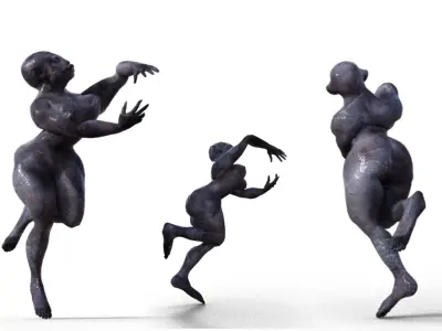 Spooky Criture rigged with different versions Low-poly 3D model