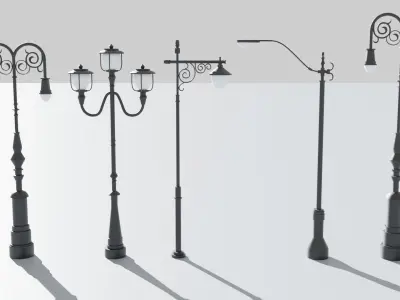 Street light   - 14 pieces 3D model 3D model