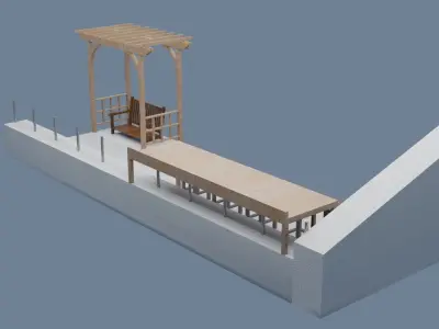 Terrace - Roof Low-poly 3D model