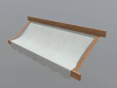 Awning 2 with wooden frame Low-poly 3D model