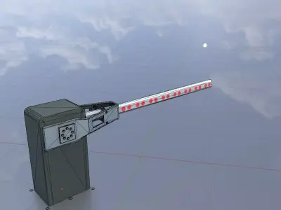 Railway Crossing Barrier 2 m closed Low-poly 3D model