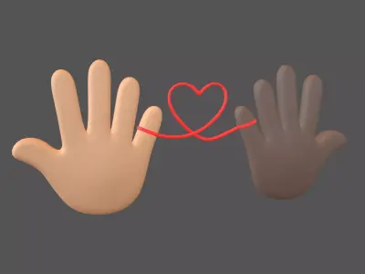 Hand with Red Line Icon v1 021 Low-poly 3D model