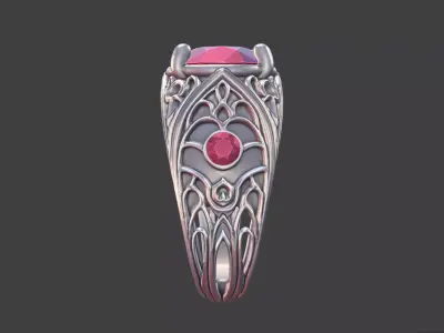 Gothic Cathedral Ring With faceted Stones 3D print model
