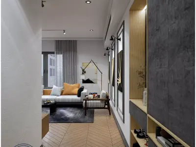 Apartment-Living and Dining Scene 3D model