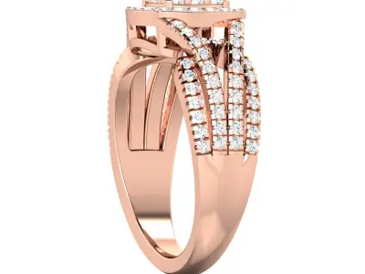 SWAZ06LR engagement ring in rose gold with diamonds 3D print model