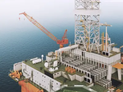  DETAILED Semi Submersible Oil Rig 