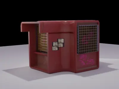 Low poly Mini market kiosk  Low-poly 3D model