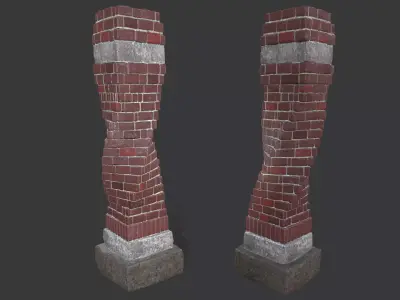 Stone and Brick Column Low-poly 3D model
