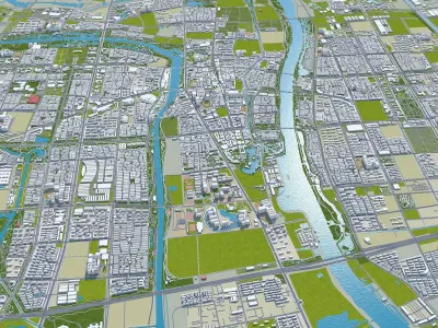 Suqian Jiangsu China 100km Low-poly 3D model
