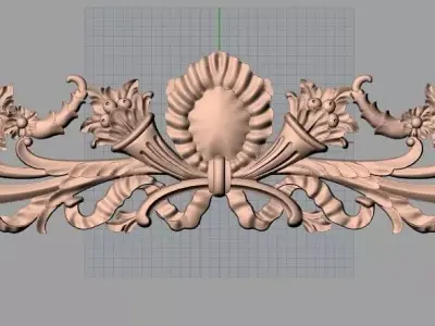 Furniture decorative flower 3D STL model for CNC carving E057 3D model