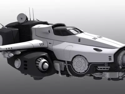 Spaceship with Interior 3D model