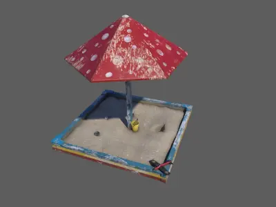 Old Sand Box Low-poly 3D model