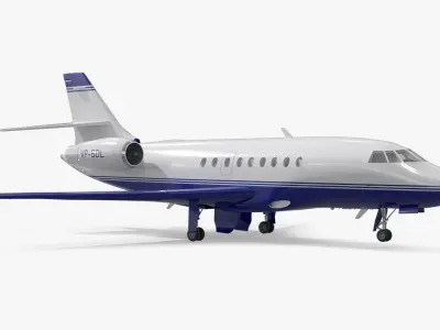  Falcon Business Jet Dassault 2000 Simplified Rigged for Cinema 4D 