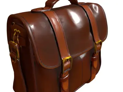 Brown Leather Briefcase Satchel Low-poly 3D model