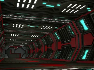 Sci fi corridor 3D model 24