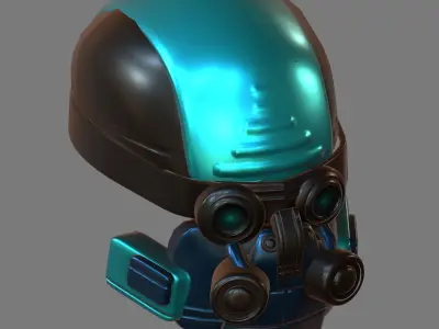 Gas mask helmet 3d model scifi Low-poly  3D model get