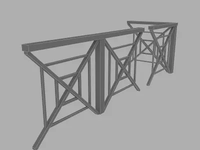 3D black Railing Modular Low-poly 3D model