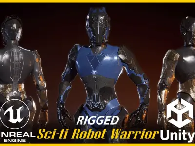Sci-fi Robot Warrior Rigged GameReady Low-poly 3D model