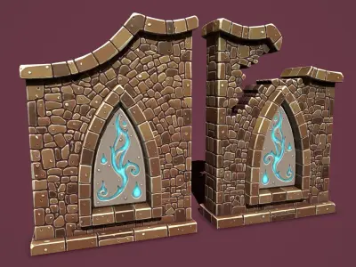 Fantasy wall 1 Low-poly 3D model