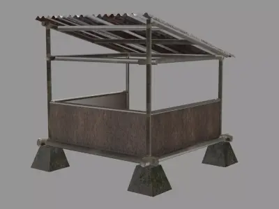 Sundanesse Saung indonesian Traditional Shelter Low-poly 3D model