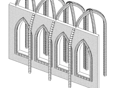 Parametric Arched Gothic Window Openings Revit Family 3D model