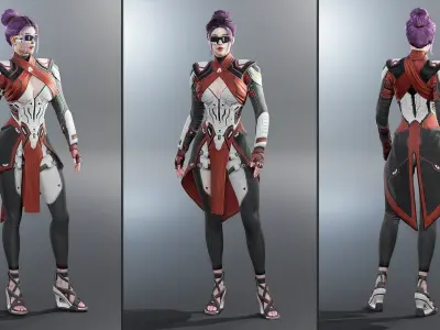 Sci-fi female Low-poly 3D model