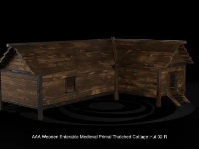 AAA Wooden Enterable Medieval Primal Hut Collection 01 R 3D Model Pack