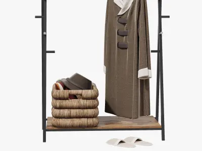 Floor Hanger Set with Coat 3D model