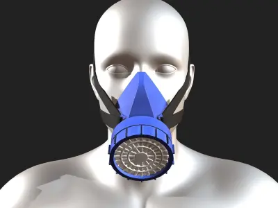 Gas mask protection futuristic technology armor  Low-poly 3D model