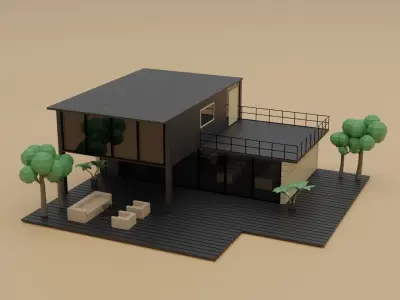 Low Poly Wooden House Low-poly 3D model