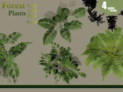 20 Forest plants and bushes Pack VOL 08 Low-poly 3D model